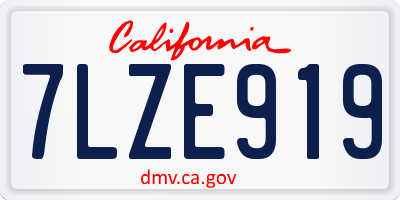 CA license plate 7LZE919