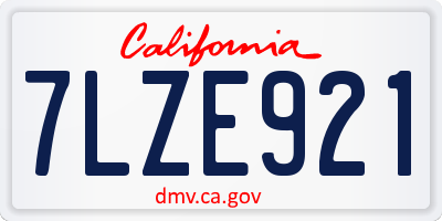 CA license plate 7LZE921