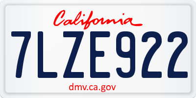 CA license plate 7LZE922