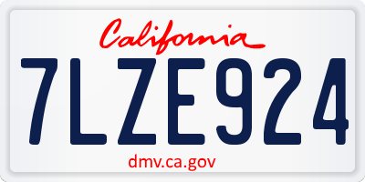 CA license plate 7LZE924
