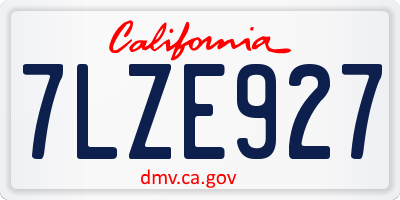 CA license plate 7LZE927