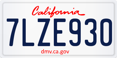 CA license plate 7LZE930