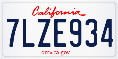 CA license plate 7LZE934