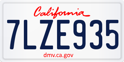 CA license plate 7LZE935
