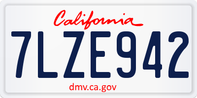 CA license plate 7LZE942