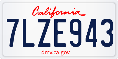 CA license plate 7LZE943