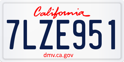 CA license plate 7LZE951