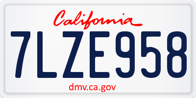 CA license plate 7LZE958