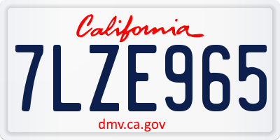 CA license plate 7LZE965