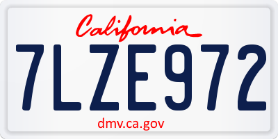 CA license plate 7LZE972