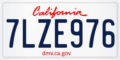 CA license plate 7LZE976