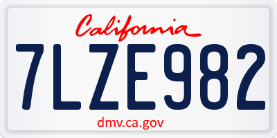 CA license plate 7LZE982