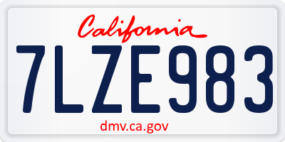 CA license plate 7LZE983