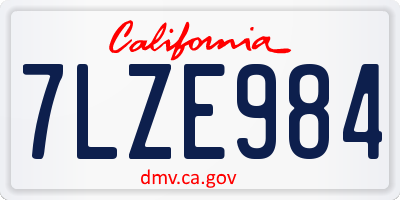 CA license plate 7LZE984