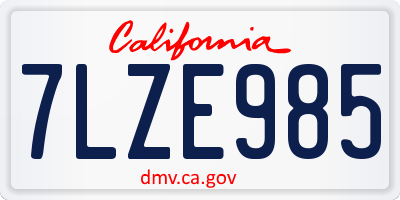 CA license plate 7LZE985