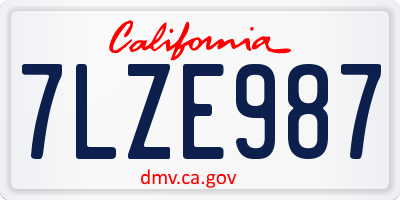 CA license plate 7LZE987