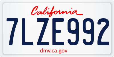 CA license plate 7LZE992