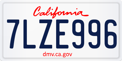 CA license plate 7LZE996