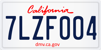 CA license plate 7LZF004