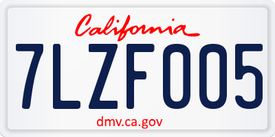 CA license plate 7LZF005