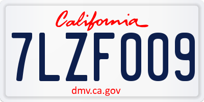 CA license plate 7LZF009