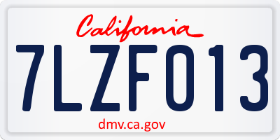 CA license plate 7LZF013