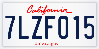 CA license plate 7LZF015