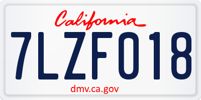CA license plate 7LZF018