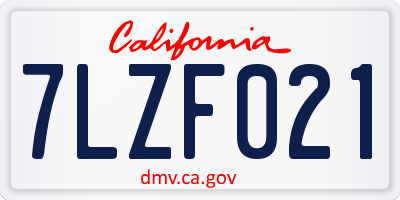CA license plate 7LZF021