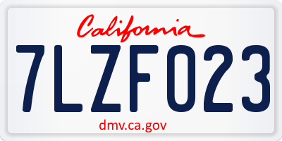 CA license plate 7LZF023