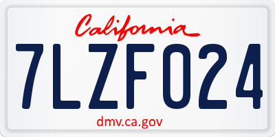 CA license plate 7LZF024