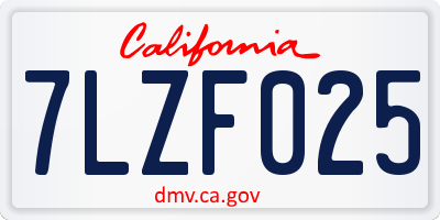 CA license plate 7LZF025