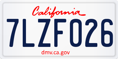 CA license plate 7LZF026