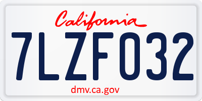 CA license plate 7LZF032