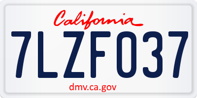 CA license plate 7LZF037
