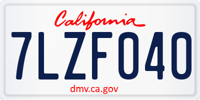 CA license plate 7LZF040