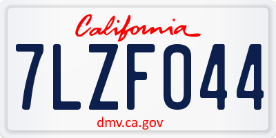 CA license plate 7LZF044