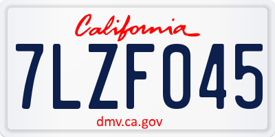 CA license plate 7LZF045