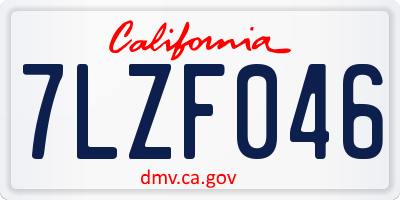 CA license plate 7LZF046
