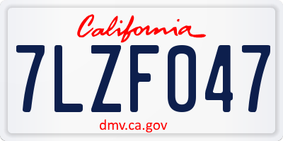 CA license plate 7LZF047