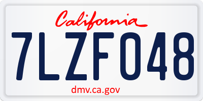 CA license plate 7LZF048
