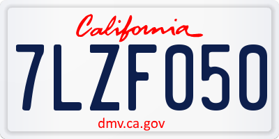 CA license plate 7LZF050