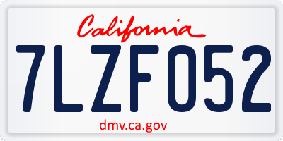 CA license plate 7LZF052