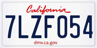CA license plate 7LZF054