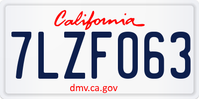 CA license plate 7LZF063