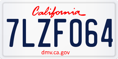 CA license plate 7LZF064