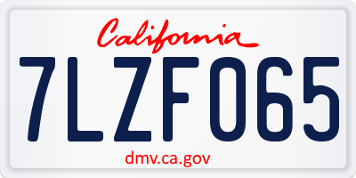 CA license plate 7LZF065