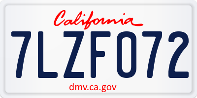 CA license plate 7LZF072
