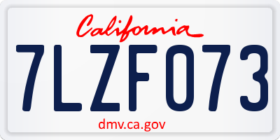 CA license plate 7LZF073