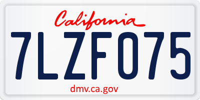 CA license plate 7LZF075
